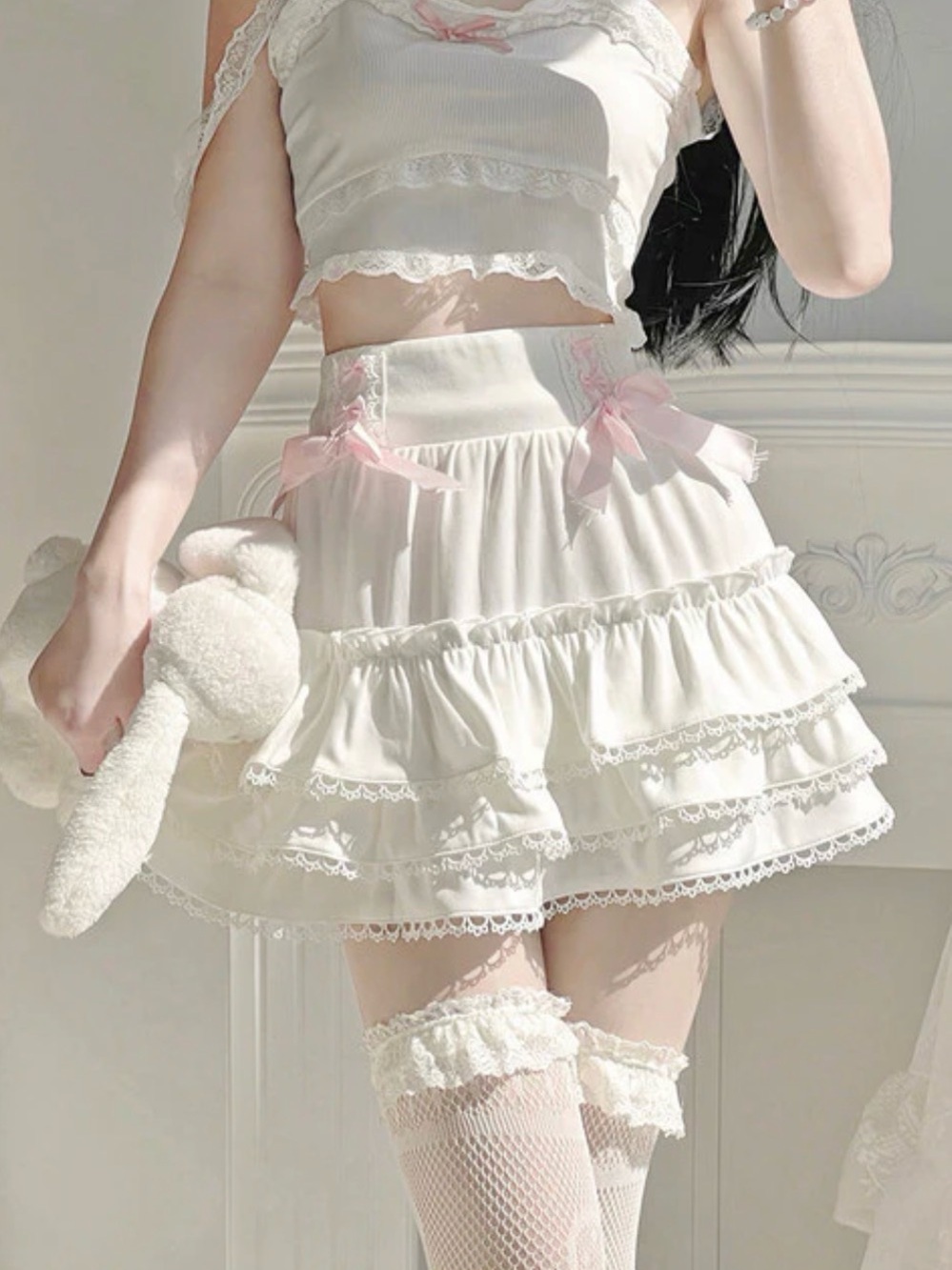 Harajuku Kawaii Fashion Coquette Aesthetic Ruffle Bloomer Style Skirt, size M